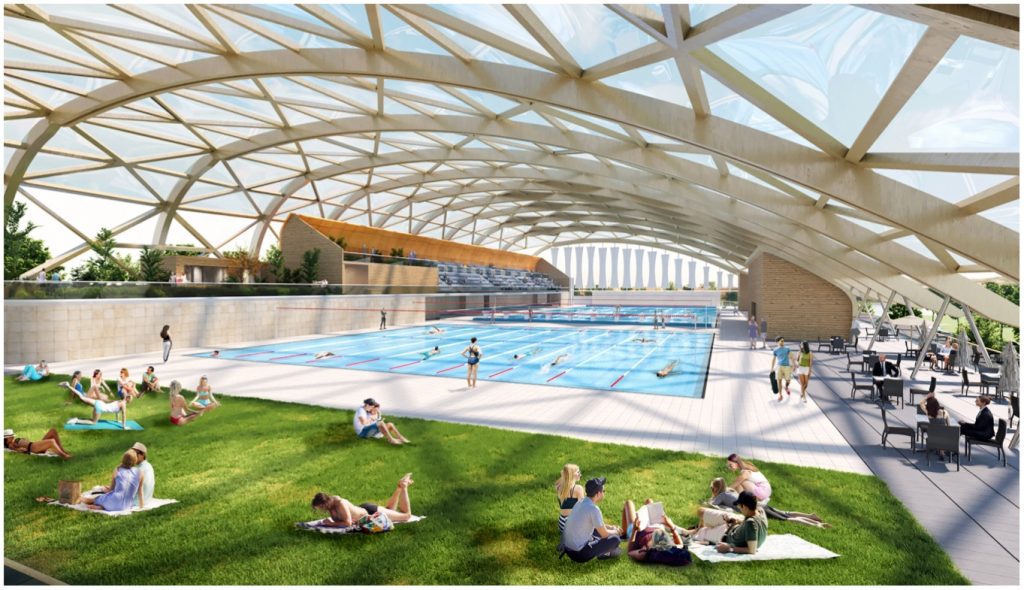 Aquatics Centre with the roof
